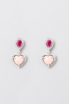 White Rhodium Finish Multi Colored Swarovski Zircons Earrings In 92.5 Sterling Silver