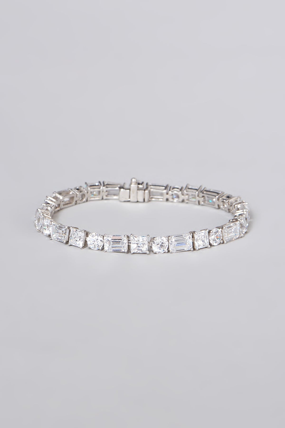 White Rhodium Finish Swarovski Zirconia Bracelet In Sterling Silver