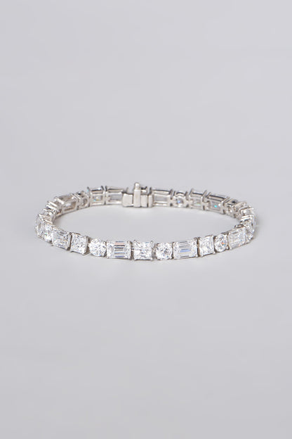 White Rhodium Finish Swarovski Zirconia Bracelet In Sterling Silver