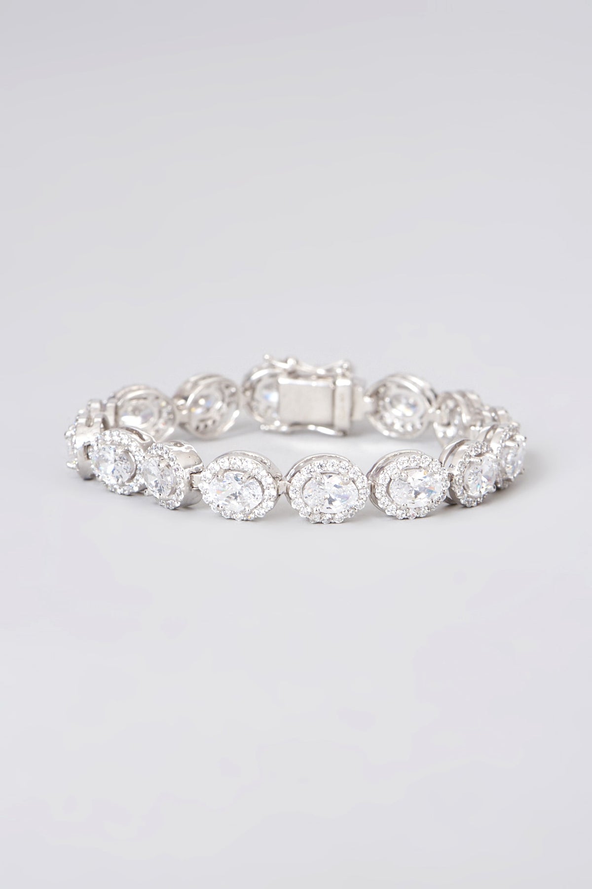 White Rhodium Finish Swarovski Zirconia Tennis Bracelet In Sterling Silver