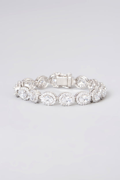 White Rhodium Finish Swarovski Zirconia Tennis Bracelet In Sterling Silver
