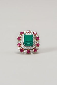 White Finish Swarovski Zirconia Ring In Sterling Silver