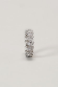 White Finish Swarovski Ring In Sterling Silver