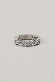 White Finish Swarovski Ring In Sterling Silver