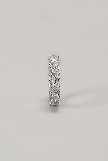 White Finish Swarovski Ring In Sterling Silver