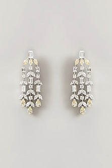 White Finish Swarovski Earrings In Sterling Silver