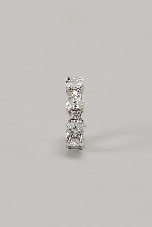 White Finish Swarovski Ring In Sterling Silver
