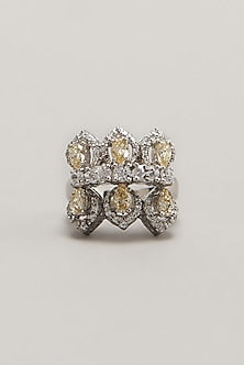 White Finish Swarovski Ring In Sterling Silver