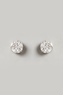 White Finish Swarovski Zirconia Stud Earrings In Sterling Silver