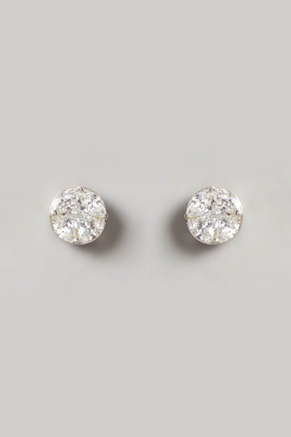 White Finish Swarovski Zirconia Stud Earrings In Sterling Silver