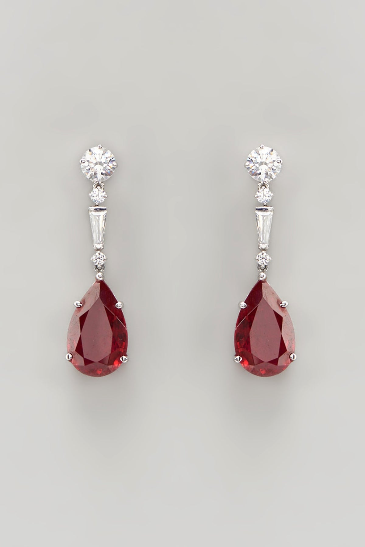 White Finish Swarovski Zirconia Chandelier Earrings In Sterling Silver