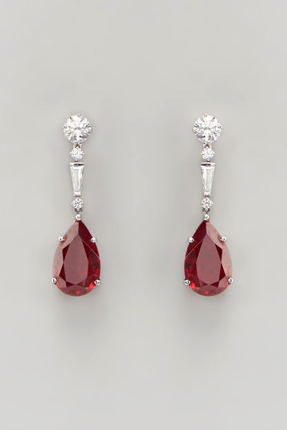 White Finish Swarovski Zirconia Chandelier Earrings In Sterling Silver