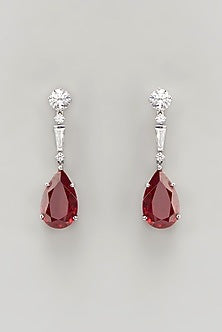 White Finish Swarovski Zirconia Chandelier Earrings In Sterling Silver