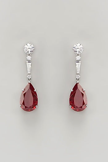White Finish Swarovski Zirconia Chandelier Earrings In Sterling Silver