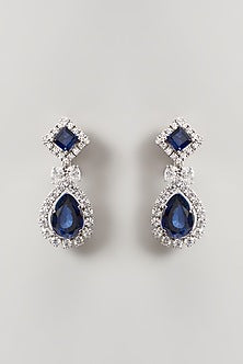 White Finish Swarovski Zirconia Earrings In Sterling Silver