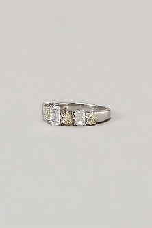 White Finish Swarovski Ring In Sterling Silver
