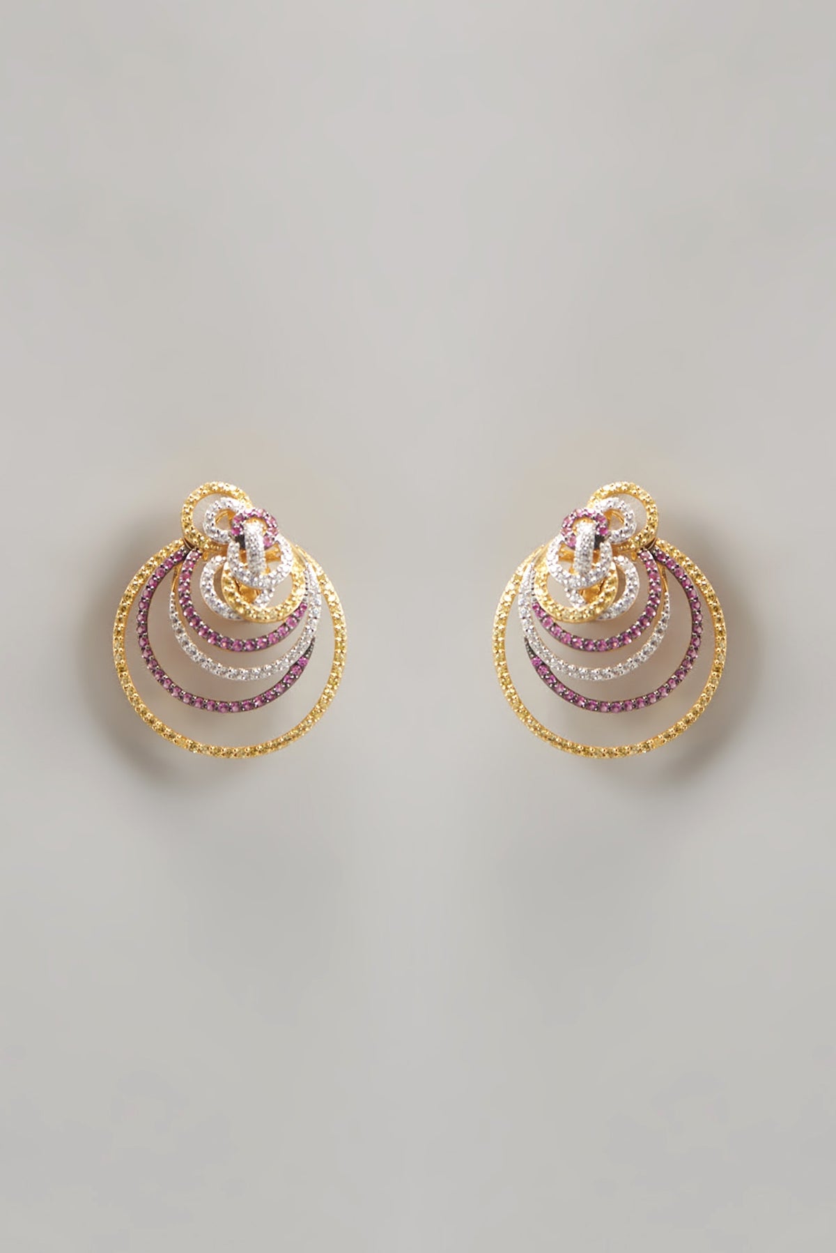 Gold Finish Swarovski Chandbali Earrings In Sterling Silver