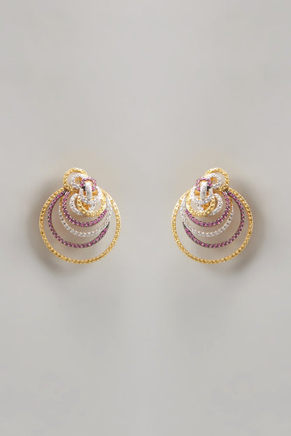Gold Finish Swarovski Chandbali Earrings In Sterling Silver
