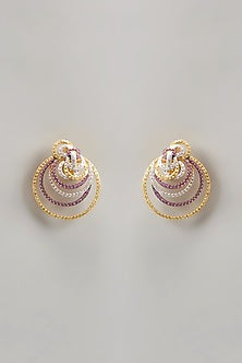 Gold Finish Swarovski Chandbali Earrings In Sterling Silver