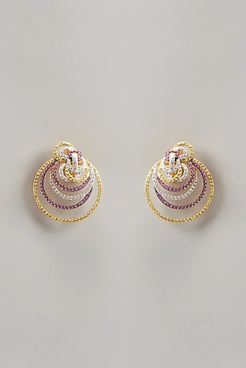 Gold Finish Swarovski Chandbali Earrings In Sterling Silver