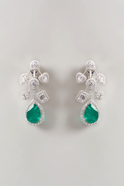 White Finish Swarovski Zirconia Earrings In Sterling Silver