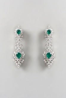 White Finish Swarovski Chandelier Earrings In Sterling Silver
