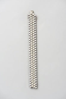 White Finish Swarovski Zirconia Cuff Bracelet In Sterling Silver