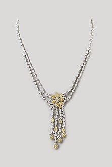 White Finish Swarovski Zirconia Necklace In Sterling Silver