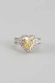 White Finish Swarovski Zircon Ring In Sterling Silver