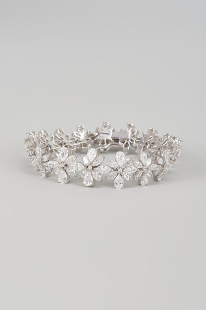 White Finish Swarovski Zircon Bracelet In Sterling Silver