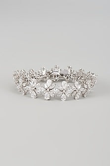 White Finish Swarovski Zircon Bracelet In Sterling Silver