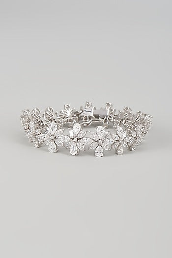 White Finish Swarovski Zircon Bracelet In Sterling Silver