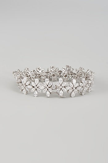 White Finish Swarovski Zircon Bracelet In Sterling Silver