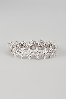 White Finish Swarovski Zircon Bracelet In Sterling Silver