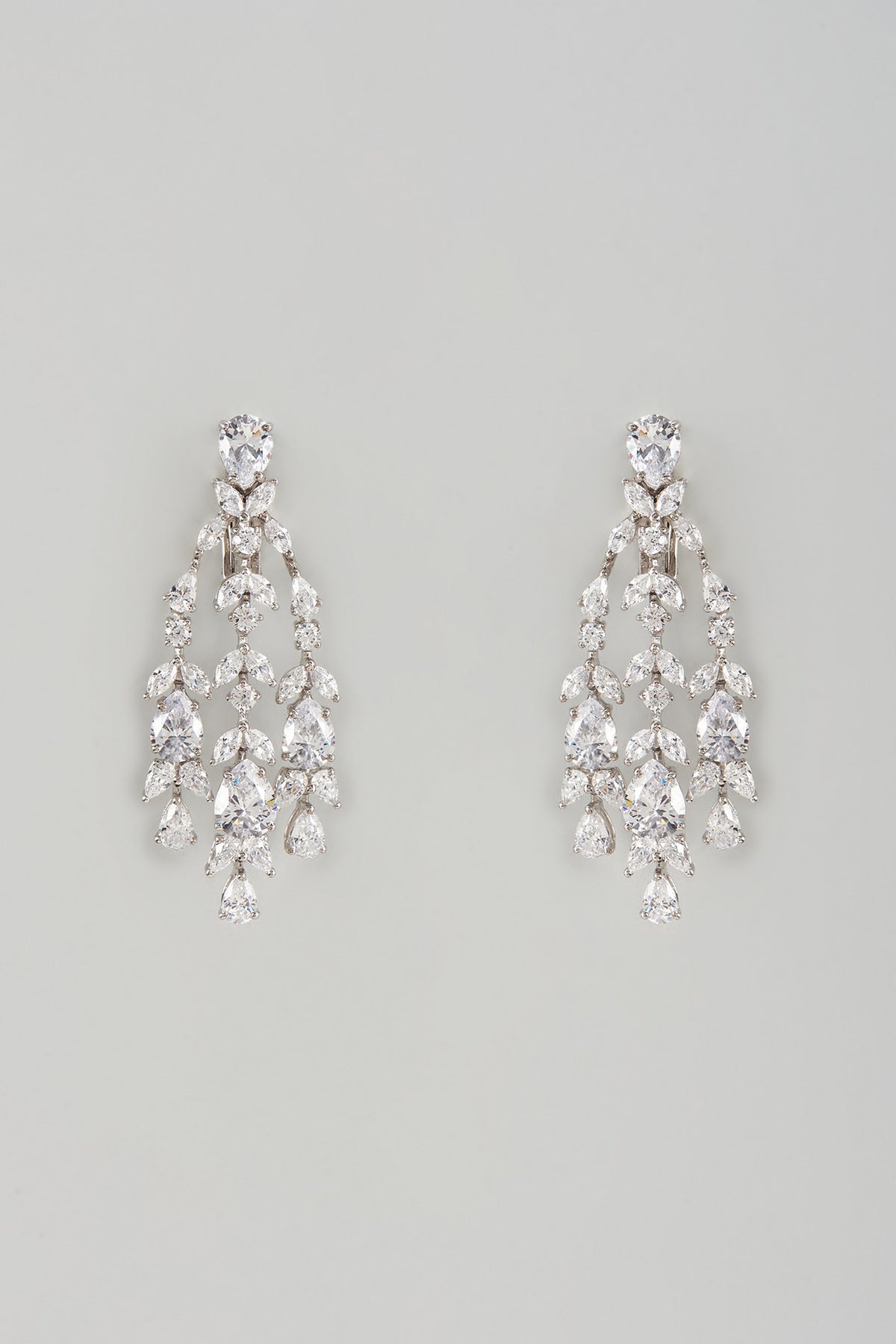 White Finish Swarovski Zircon Dangler Earrings In Sterling Silver