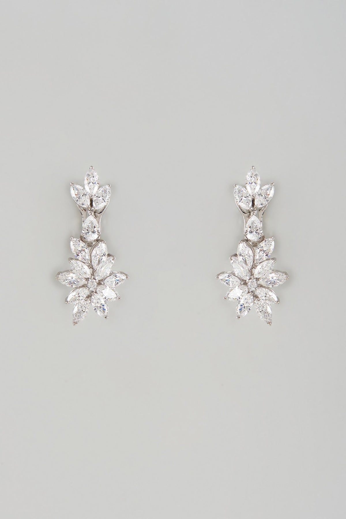 White Finish Swarovski Zircon Dangler Earrings In Sterling Silver