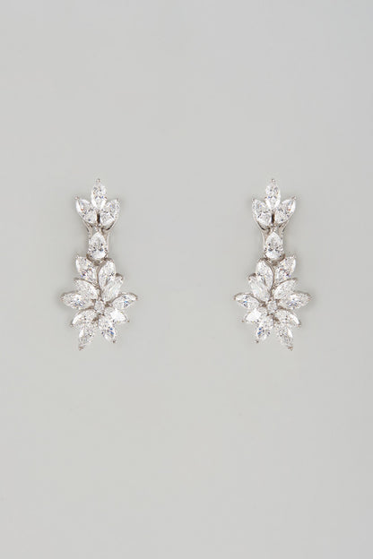 White Finish Swarovski Zircon Dangler Earrings In Sterling Silver