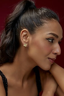 White Finish Yellow Swarovski Zircon Stud Earrings In Sterling Silver