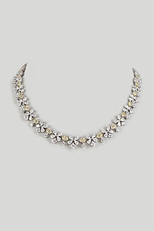 White Finish White & Yellow Swarovski Zircon Necklace In Sterling Silver