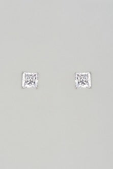 White Finish Swarovski Zircon Stud Earrings In Sterling Silver