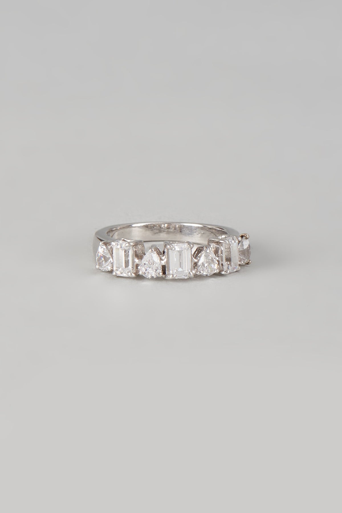 White Finish Swarovski Zirconia Ring In Sterling Silver
