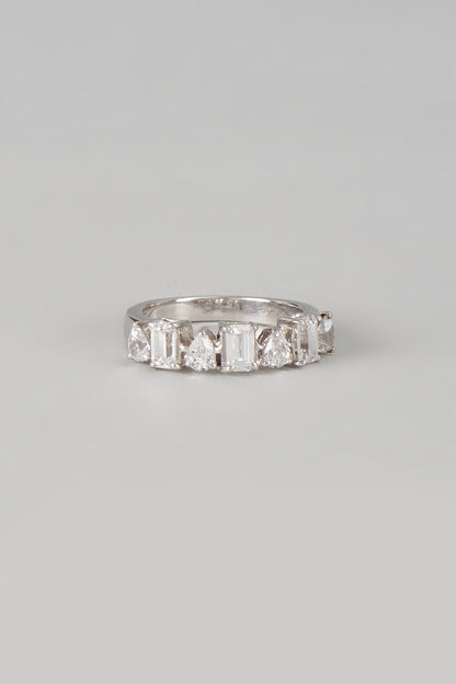 White Finish Swarovski Zirconia Ring In Sterling Silver