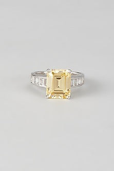 White Finish Swarovski Zirconia Ring In Sterling Silver