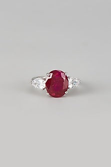 White Finish Swarovski Zirconia Ring In Sterling Silver