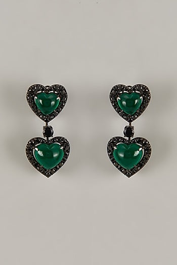 White Finish Swarovski Zirconia Dangler Earrings In Sterling Silver