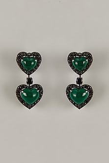 White Finish Swarovski Zirconia Dangler Earrings In Sterling Silver