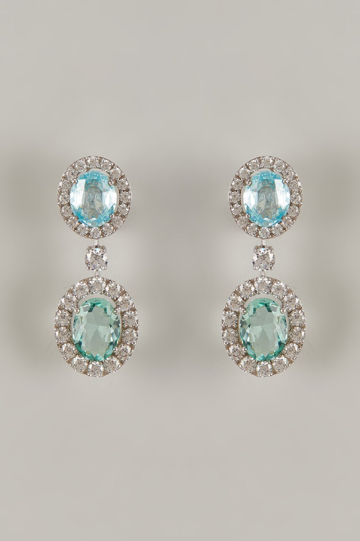 White Finish Swarovski Zirconia Dangler Earrings In Sterling Silver