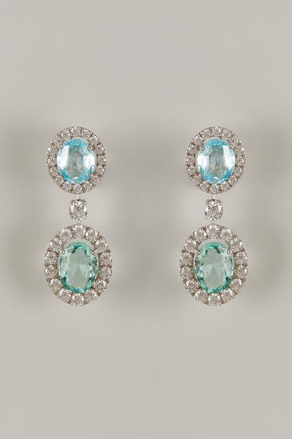 White Finish Swarovski Zirconia Dangler Earrings In Sterling Silver
