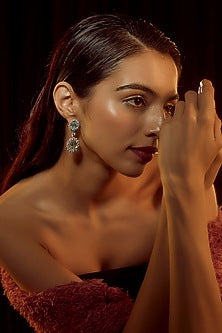 White Finish Swarovski Zirconia Dangler Earrings In Sterling Silver