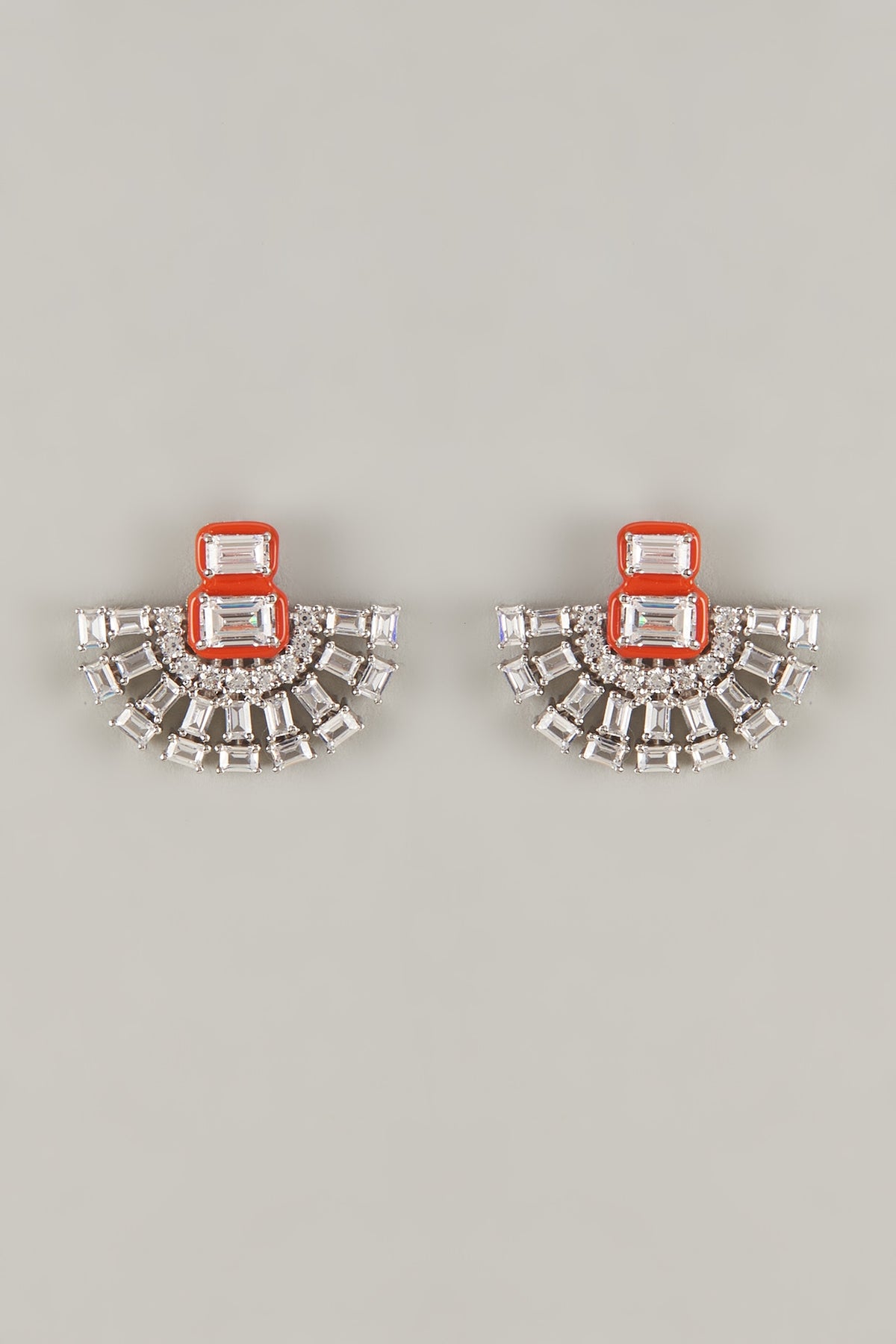 White Finish Swarovski Zirconia Enamelled Dangler Earrings In Sterling Silver